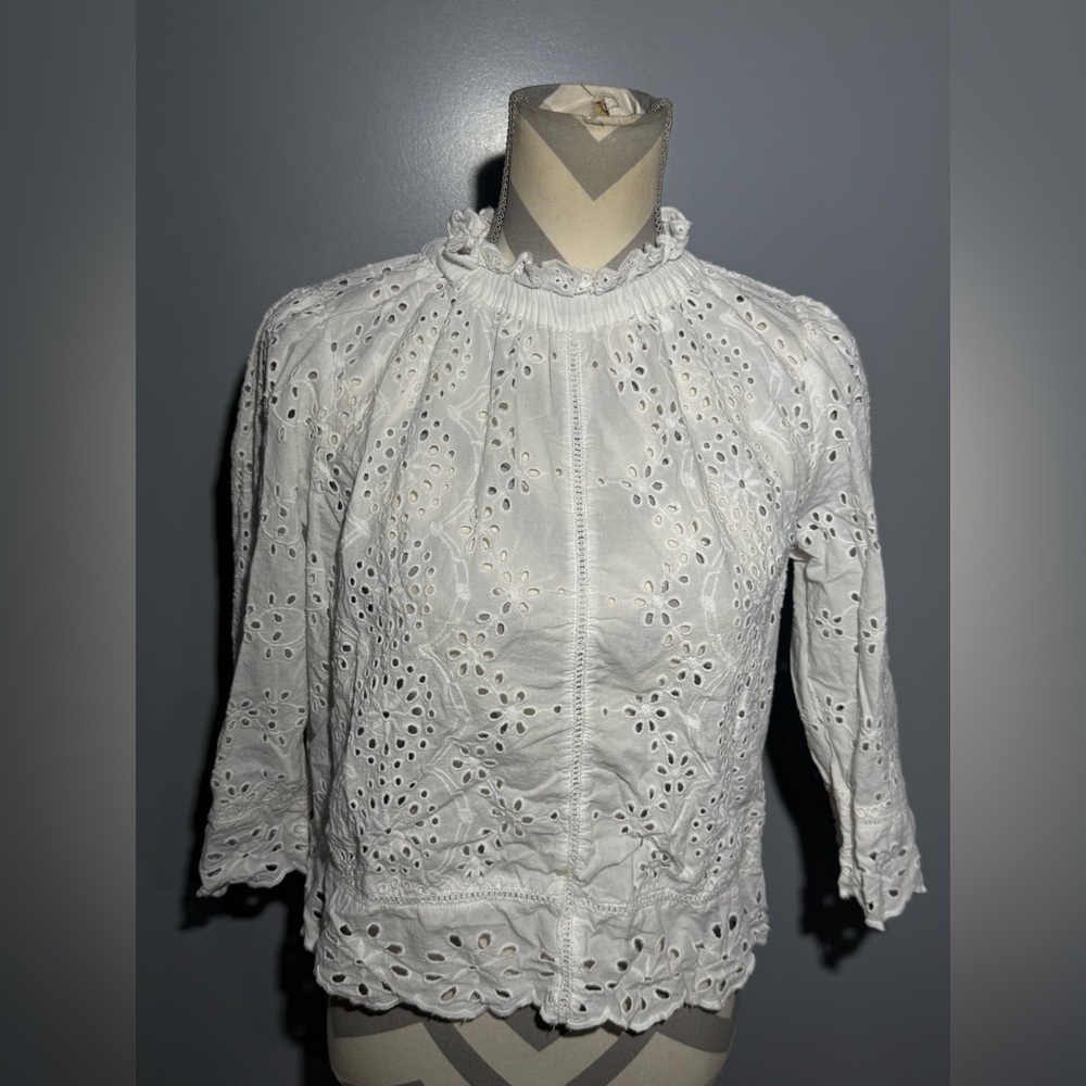 Elegant White Eyelet Blouse for Women